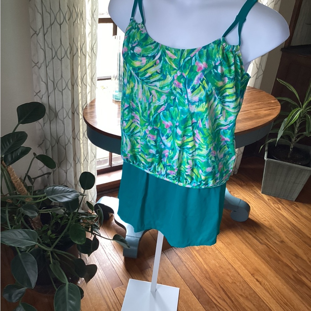 Kim Gravel x Swimsuits For All Blouson Tankini with Skirted Bottom Size 12 NWT